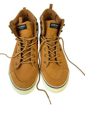Sperry Waterproof High Top Duck Boots Tan Suede Sneakers Men 12 hiking outdoors